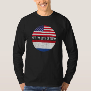 Half American Half Dutch Usa Flag Family Heritage T-Shirt
