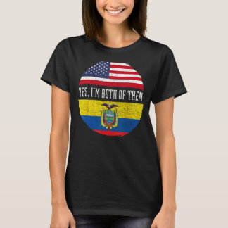 Half American Half Ecuadorian USA Flag Ecuador Her T-Shirt