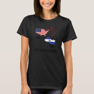 Half American Half El Salvador Flag Combined Map S T-Shirt