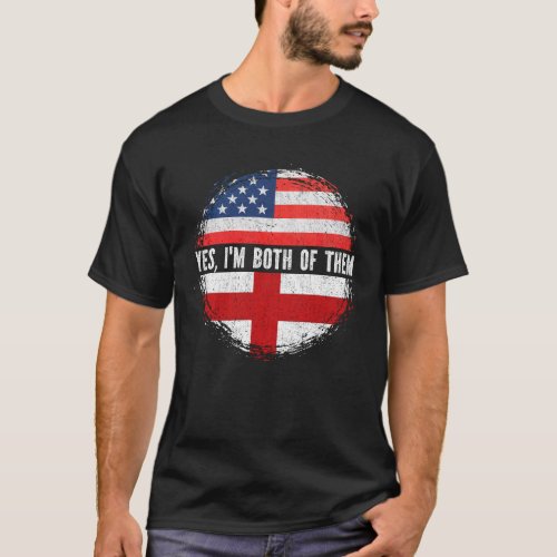 Half American Half English USA Flag England  T_Shirt