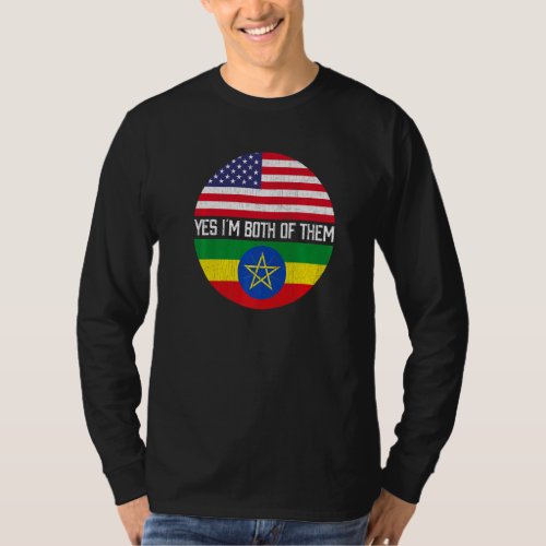 Half American Half Ethiopian Usa Flag Family Herit T_Shirt