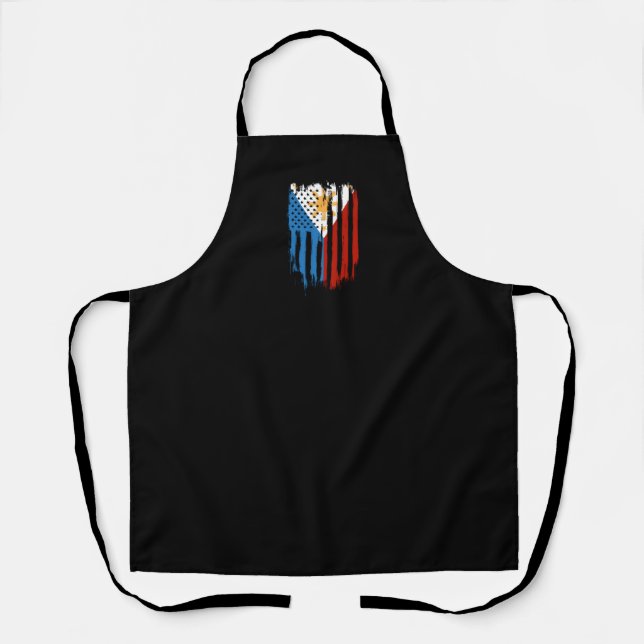 Half American Half Filipino Philippines Flag Apron (Front)