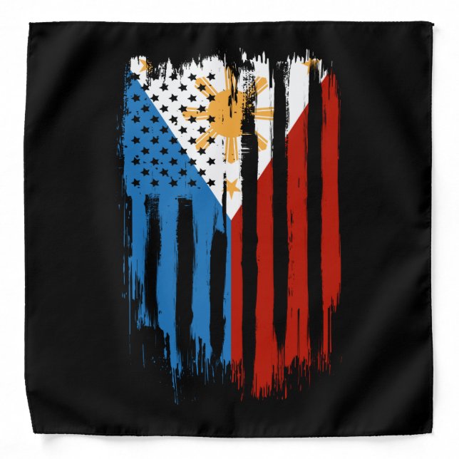 Half American Half Filipino Philippines Flag Bandana (Front)