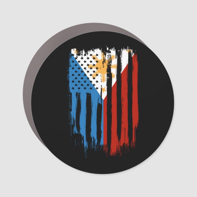 Half American Half Filipino Philippines Flag Car Magnet (Front)
