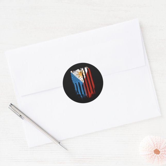 Half American Half Filipino Philippines Flag Classic Round Sticker (Envelope)