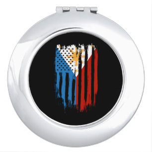 Half American Half Filipino Philippines Flag Compact Mirror