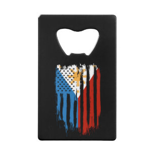 Half American Half Filipino Philippines Flag Credit Card Bottle Opener