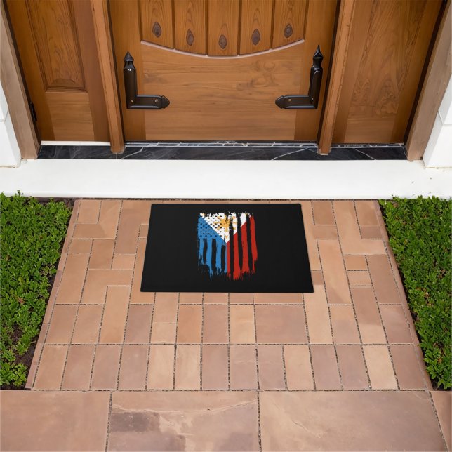 Half American Half Filipino Philippines Flag Doormat (Outdoor)