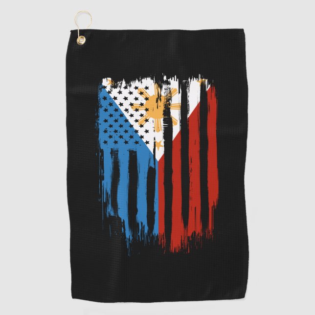 Half American Half Filipino Philippines Flag Golf Towel (Front)