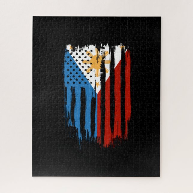 Half American Half Filipino Philippines Flag Jigsaw Puzzle (Vertical)