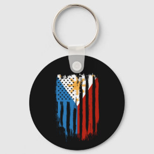 Half American Half Filipino Philippines Flag Keychain
