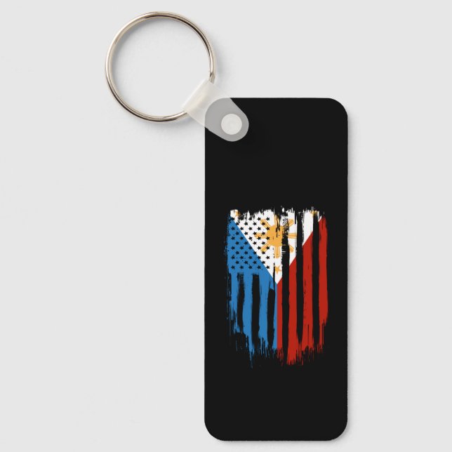 Half American Half Filipino Philippines Flag Keychain (Front)