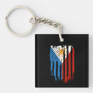 Half American Half Filipino Philippines Flag Keychain