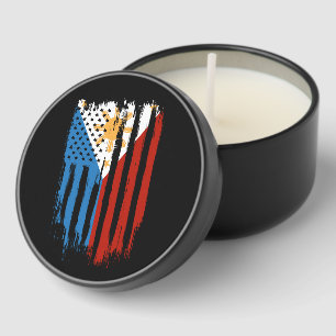 Half American Half Filipino Philippines Flag Mini Candle Favors
