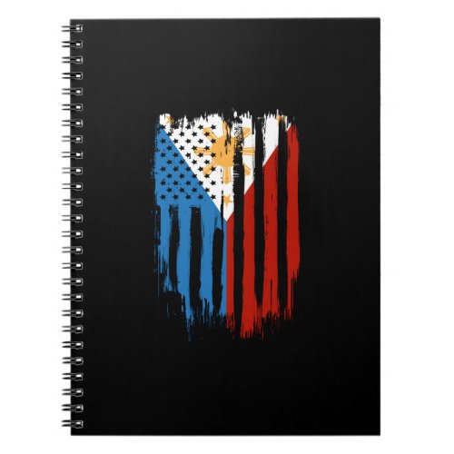 Half American Half Filipino Philippines Flag Notebook