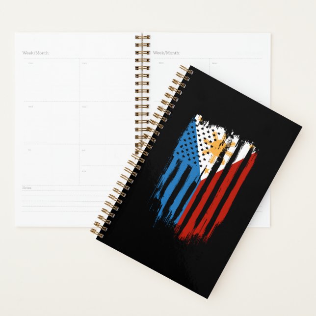 Half American Half Filipino Philippines Flag Planner (Display)