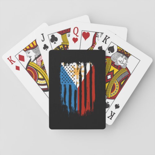 Half American Half Filipino Philippines Flag Poker Cards