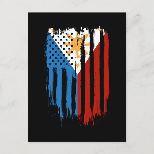 Half American Half Filipino Philippines Flag Postcard (Front)