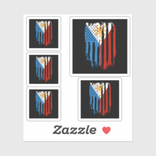 Half American Half Filipino Philippines Flag Sticker