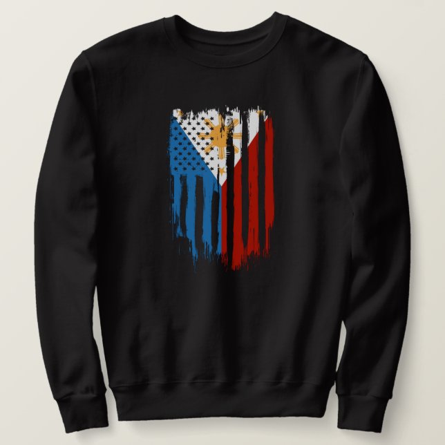 Half American Half Filipino Philippines Flag Sweatshirt (Design Front)