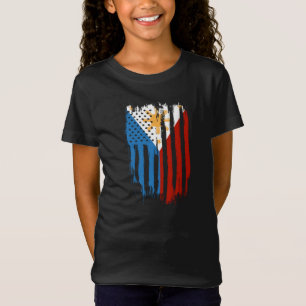 Half American Half Filipino Philippines Flag T-Shirt