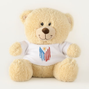 Half American Half Filipino Philippines Flag Teddy Bear