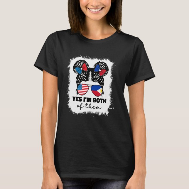 Half American Half Filipino Philippines Usa Flag K T-Shirt (Front)