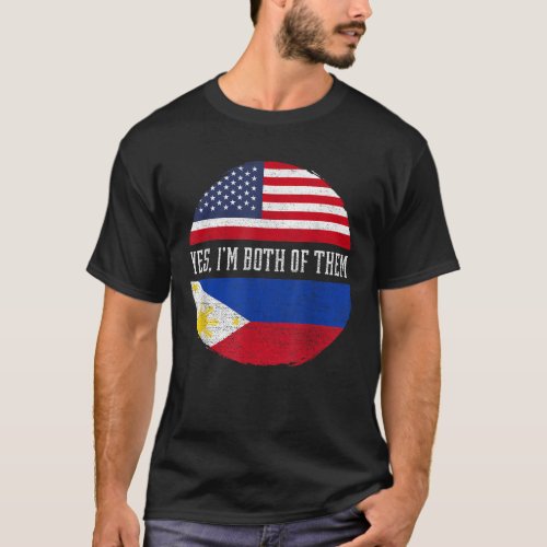 Half American Half Filipino USA Flag Philippines H T_Shirt