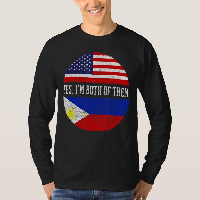 Half American Half Filipino Usa Flag Philippines H T-Shirt (Front)