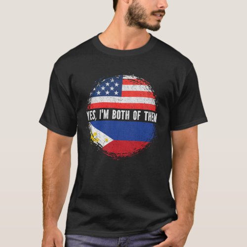 Half American Half FIlipino USA Flag Philippines  T_Shirt