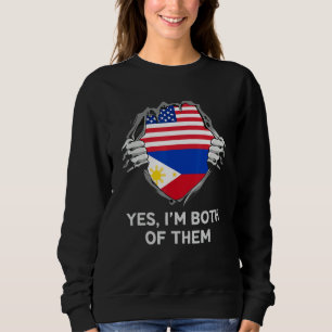 Half American Half Filipino USA Philippines Flag M Sweatshirt