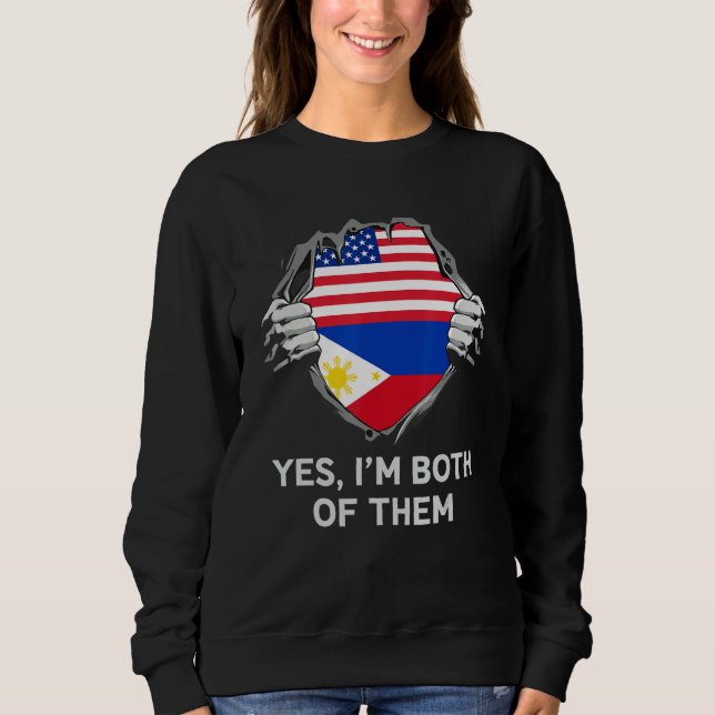 Half American Half Filipino USA Philippines Flag M Sweatshirt (Front)