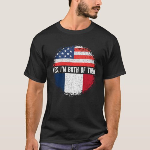 Half American Half French USA Flag France Heritage T_Shirt