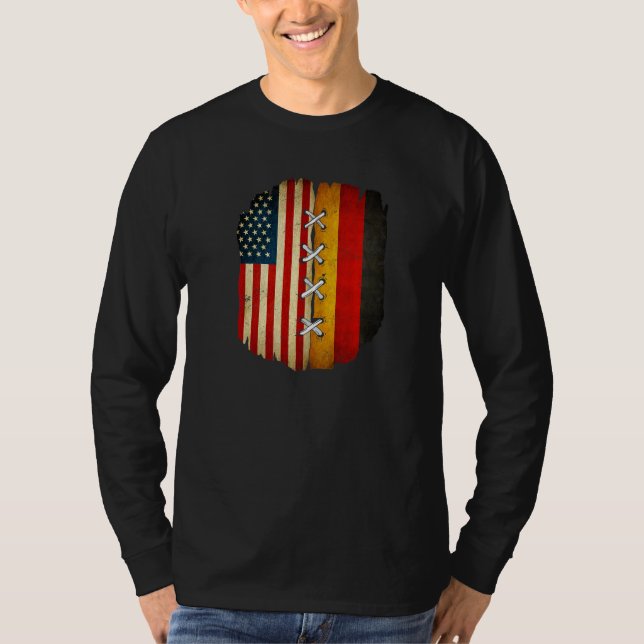 Half American Half German USA Flag Germany Flag Pr T-Shirt (Front)