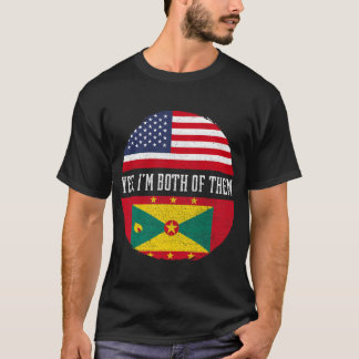 Half American Half Grenadian USA Flag Grenada Heri T-Shirt