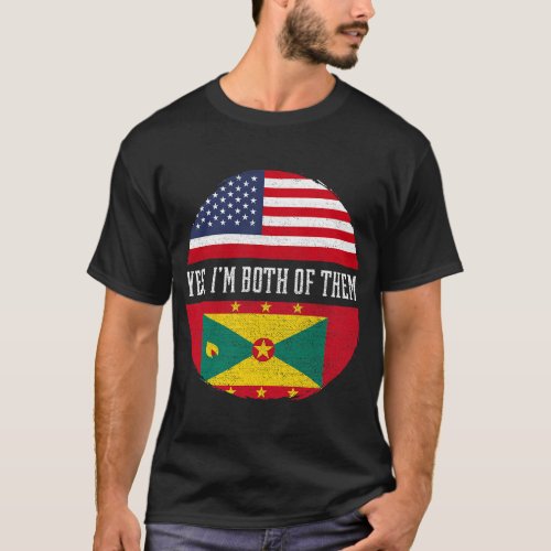 Half American Half Grenadian USA Flag Grenada Heri T_Shirt
