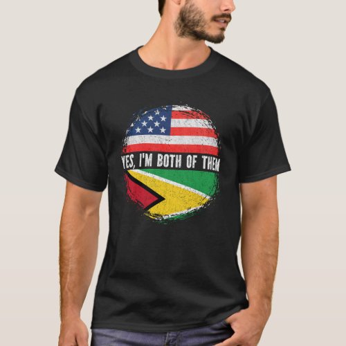 Half American Half Guyanese USA Flag Guyana  T_Shirt