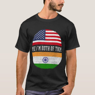 Half American Half Indian USA Flag India Heritage  T-Shirt