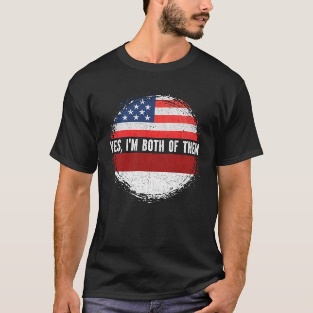 Half American Half Indonesian USA Flag Indonesia  T-Shirt (Front)