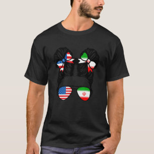 Half American Half Iranian Girl USA Iran Flag Patr T-Shirt