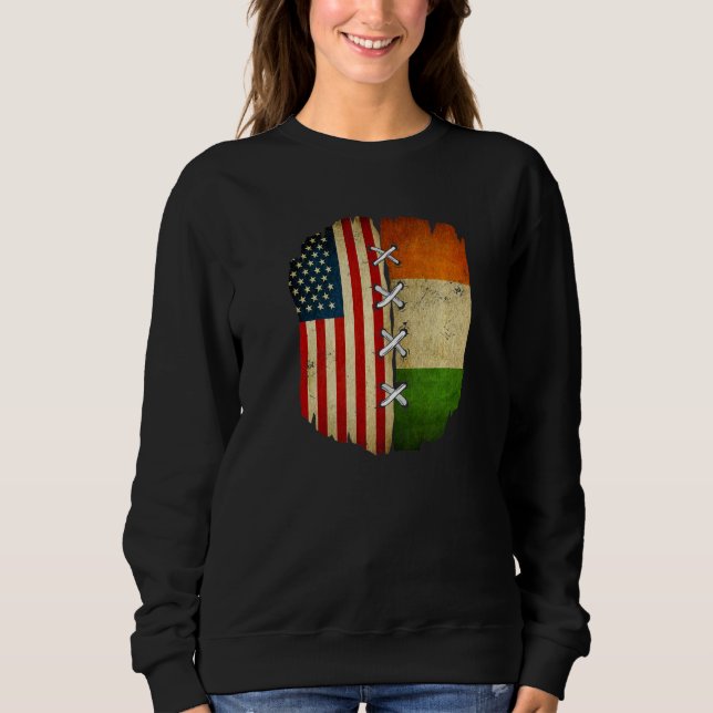 Half American Half Irish USA Ireland Flag Premium Sweatshirt (Front)