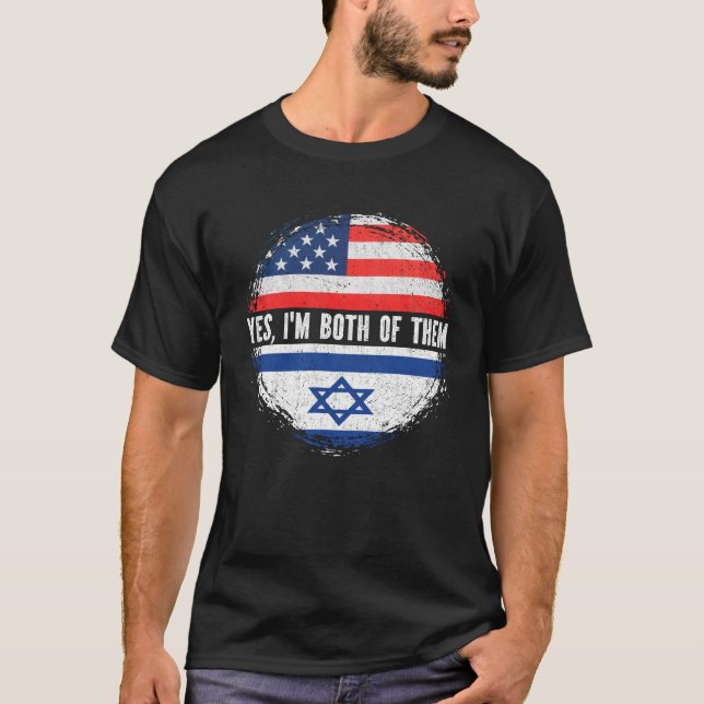 Half American Half Israeli USA Flag Israel  T-Shirt (Front)