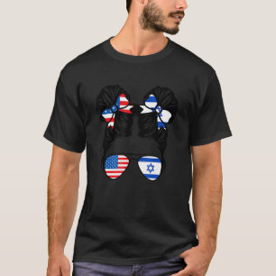 Half American Half Israelis Girl USA Israel Flag P T-Shirt