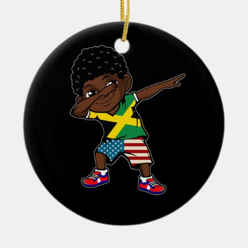 Half American Half Jamaican Boy Kid Jamaica Flag P Ceramic Ornament