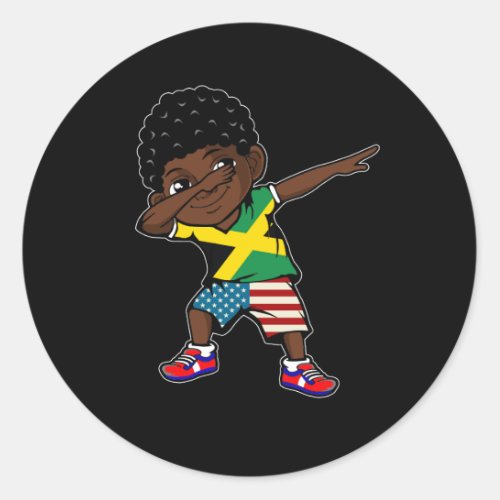 Half American Half Jamaican Boy Kid Jamaica Flag P Classic Round Sticker