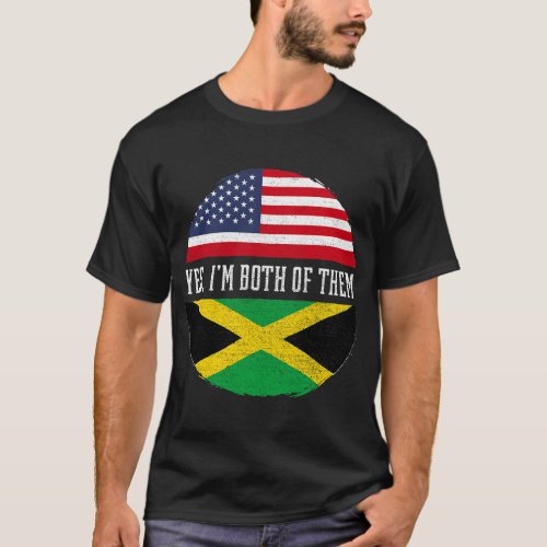 Half American Half Jamaican USA Flag Jamaica Herit T_Shirt