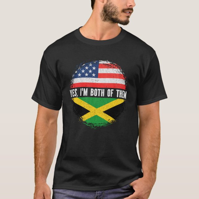 Half American Half Jamaican USA Flag Jamaica  T-Shirt (Front)