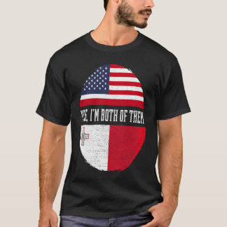 Half American Half Maltese USA Flag Malta Heritage T-Shirt