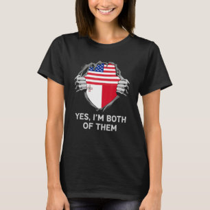 Half American Half Maltese USA Malta Flag Mens Wom T-Shirt