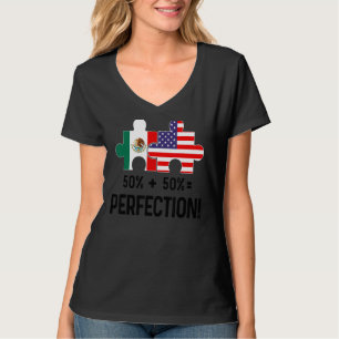 Half American Half Mexican Flag Combined Map Mexic T-Shirt